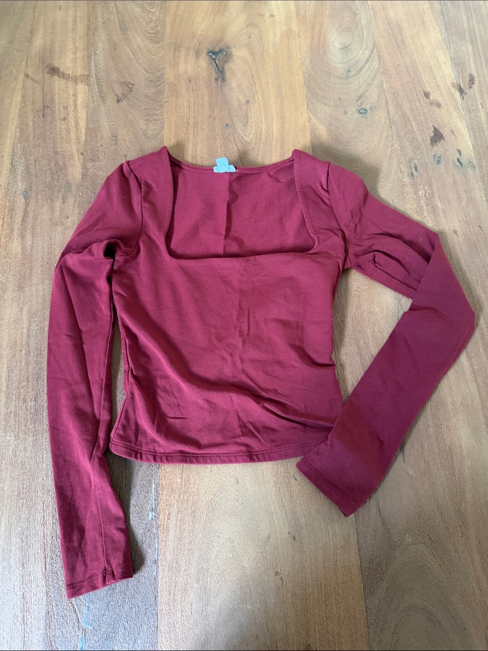 Garage Women's Burgundy Long-Sleeve Square Neck Top